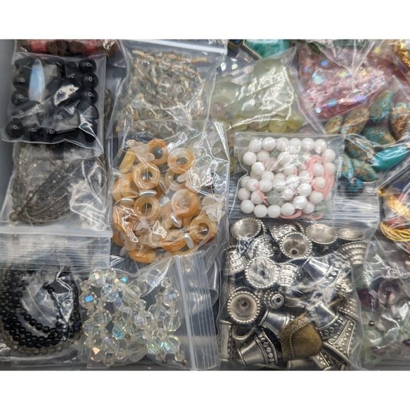 Huge Lot Loose Beads Crystal Stone Glass Many Vintage Jewelry Making Craft Lbs - Picture 6 of 9